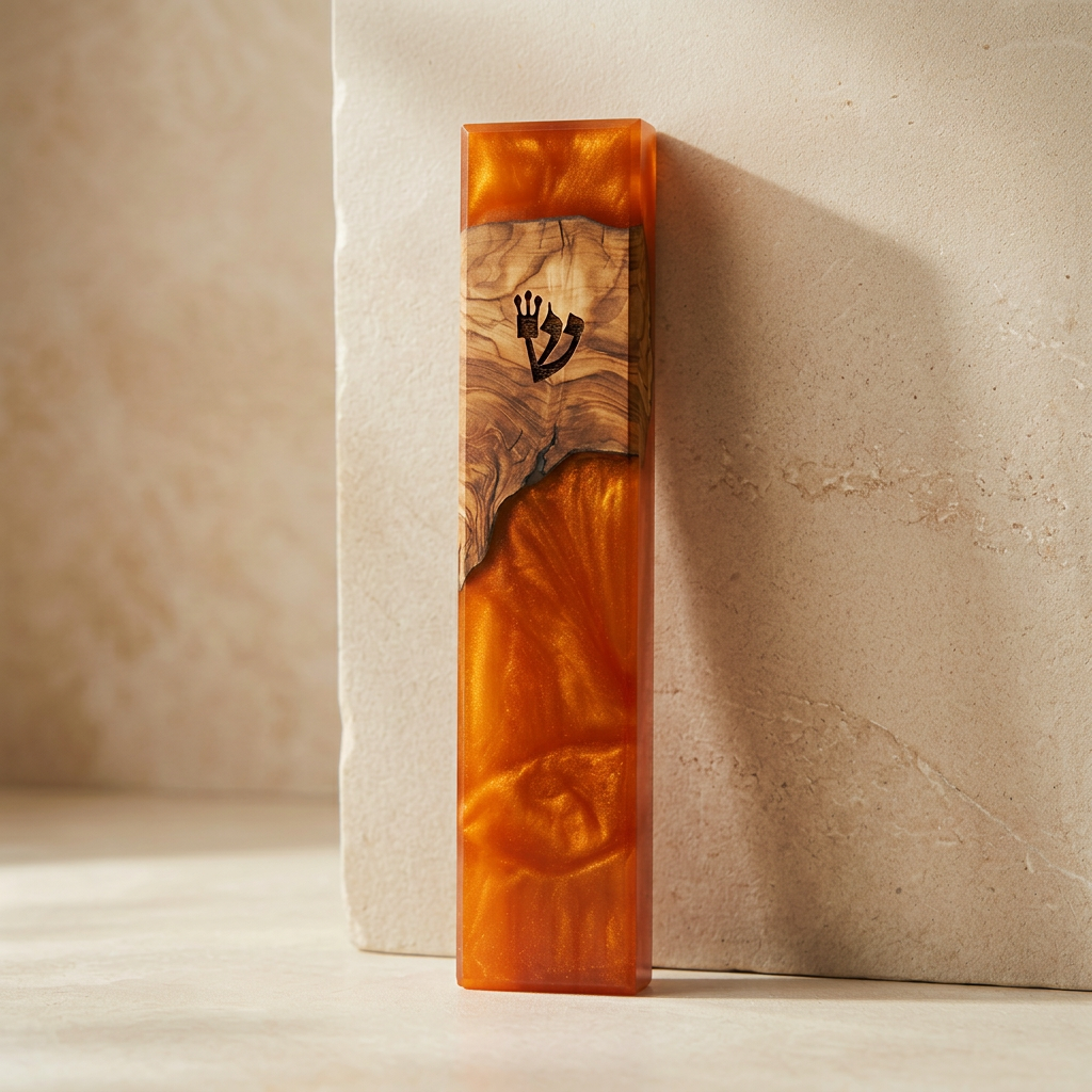 Mezouza en bois d'olivier & Époxy