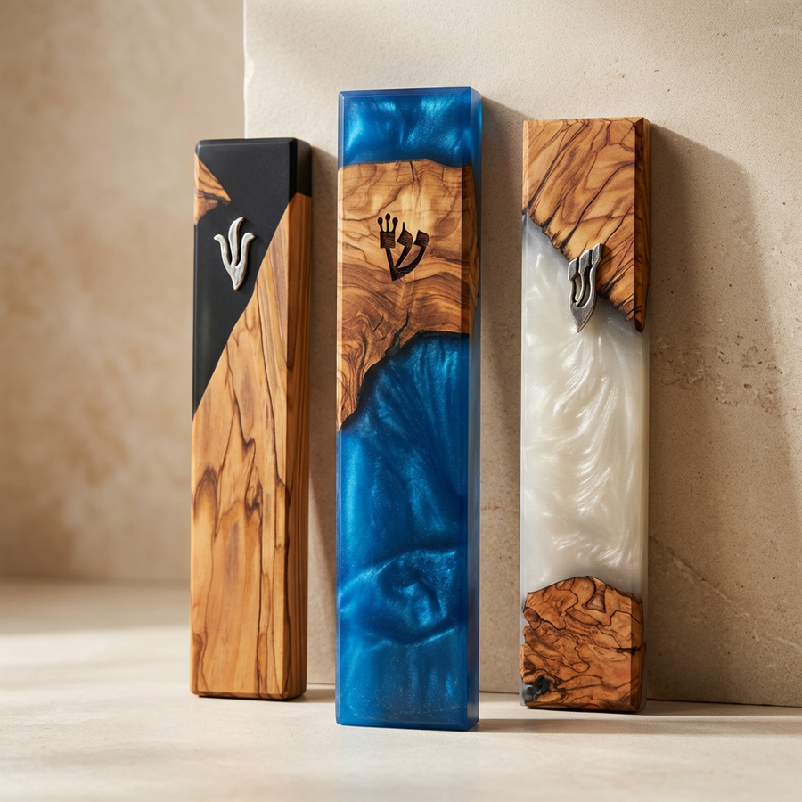 Mezouza en bois d'olivier & Époxy