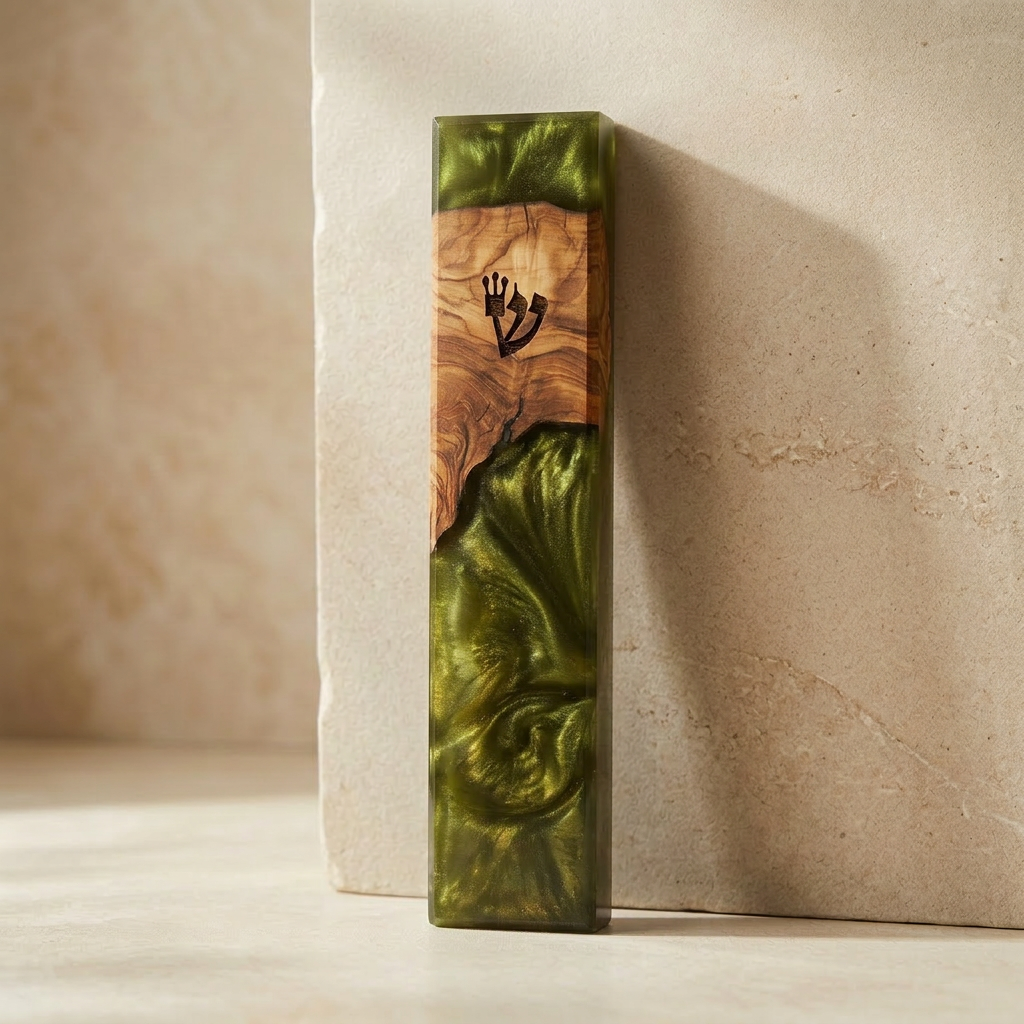 Mezouza en bois d'olivier & Époxy