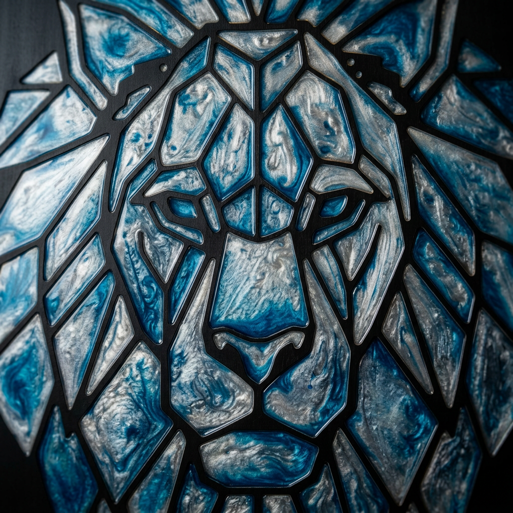 Tableau Lion en Bois Gravé & Époxy – Édition 78 ans d’Israël